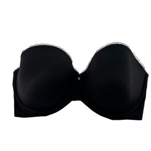 Calvin Klein Strapless Bra 36D Black Underwired Lightly Padded Back Closure Bra